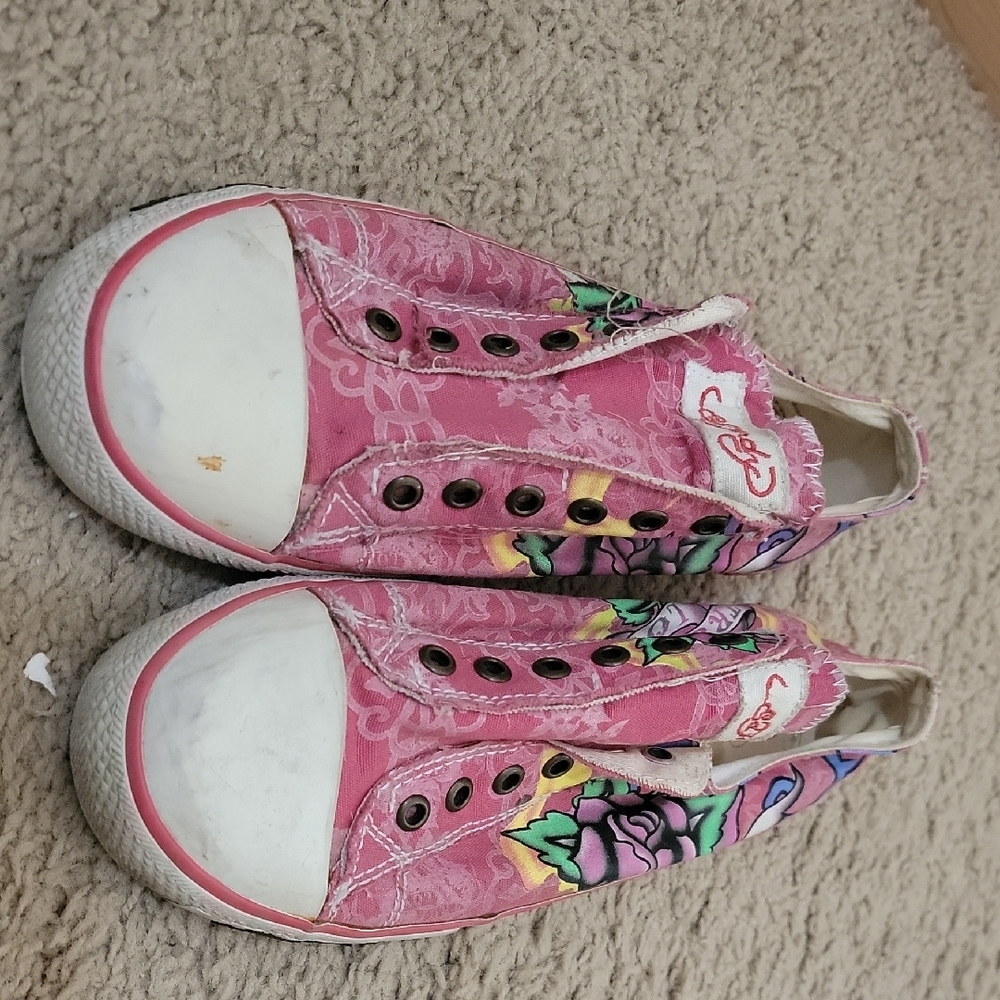 Womens Pink Shoes with Floral Design